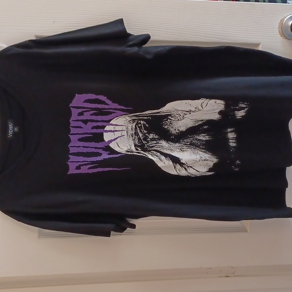 UC 2x WIDOW black short sleeve tshirt with a NUN HEAD IN HAND "FU## ED" ON CHEST - Picture 4 of 10